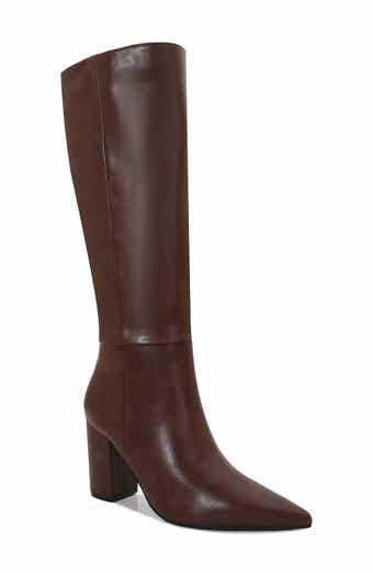 Breanna Block Heel Faux Leather Knee High Boot