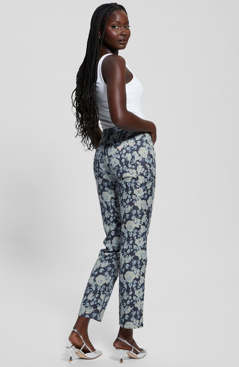 GUESS Floral Jacquard Nonstretch Ankle Straight Leg Jeans, Alternate, color, 