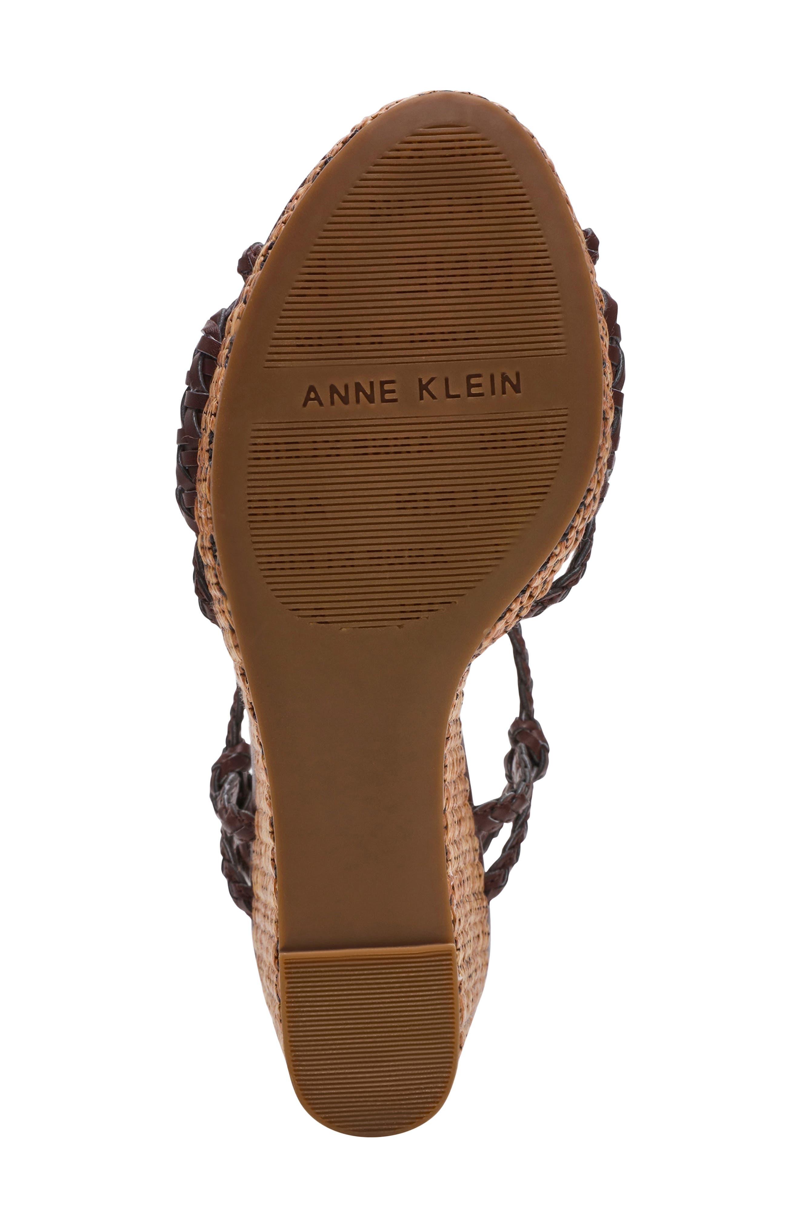 Anne Klein Vow Braided Wedge Sandal, Alternate, color, Chocolate Brown Woven