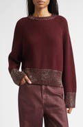 Golden Goose Journey Crystal Embellished Raglan Sleeve Wool Sweater