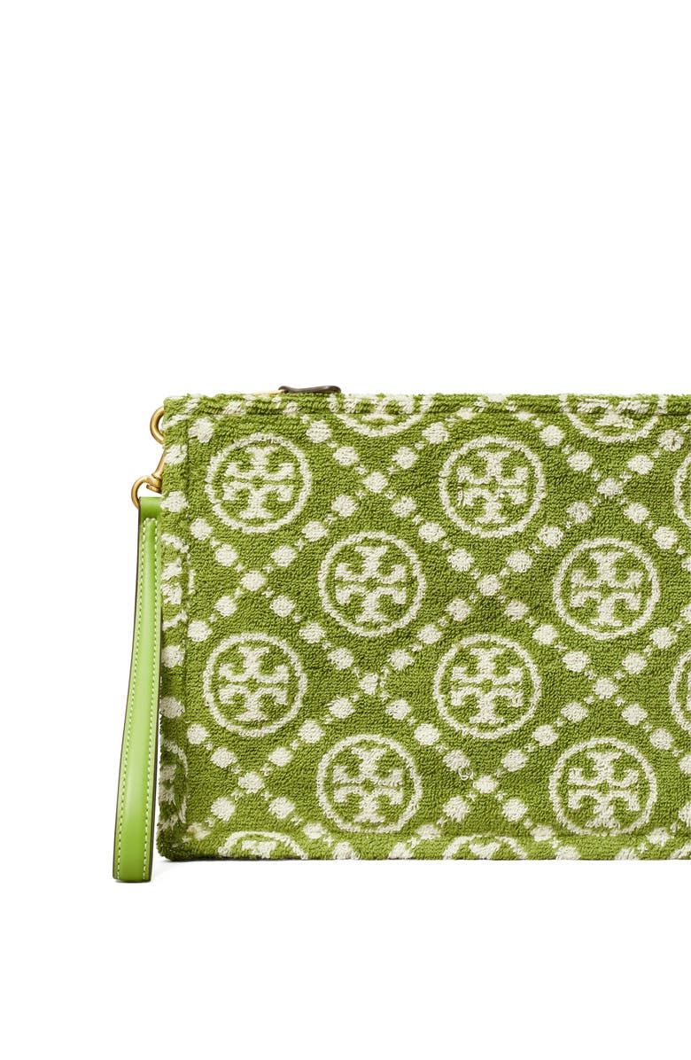 Tory Burch T-Monogram Terry Cloth Cosmetics Case, Alternate, color, 