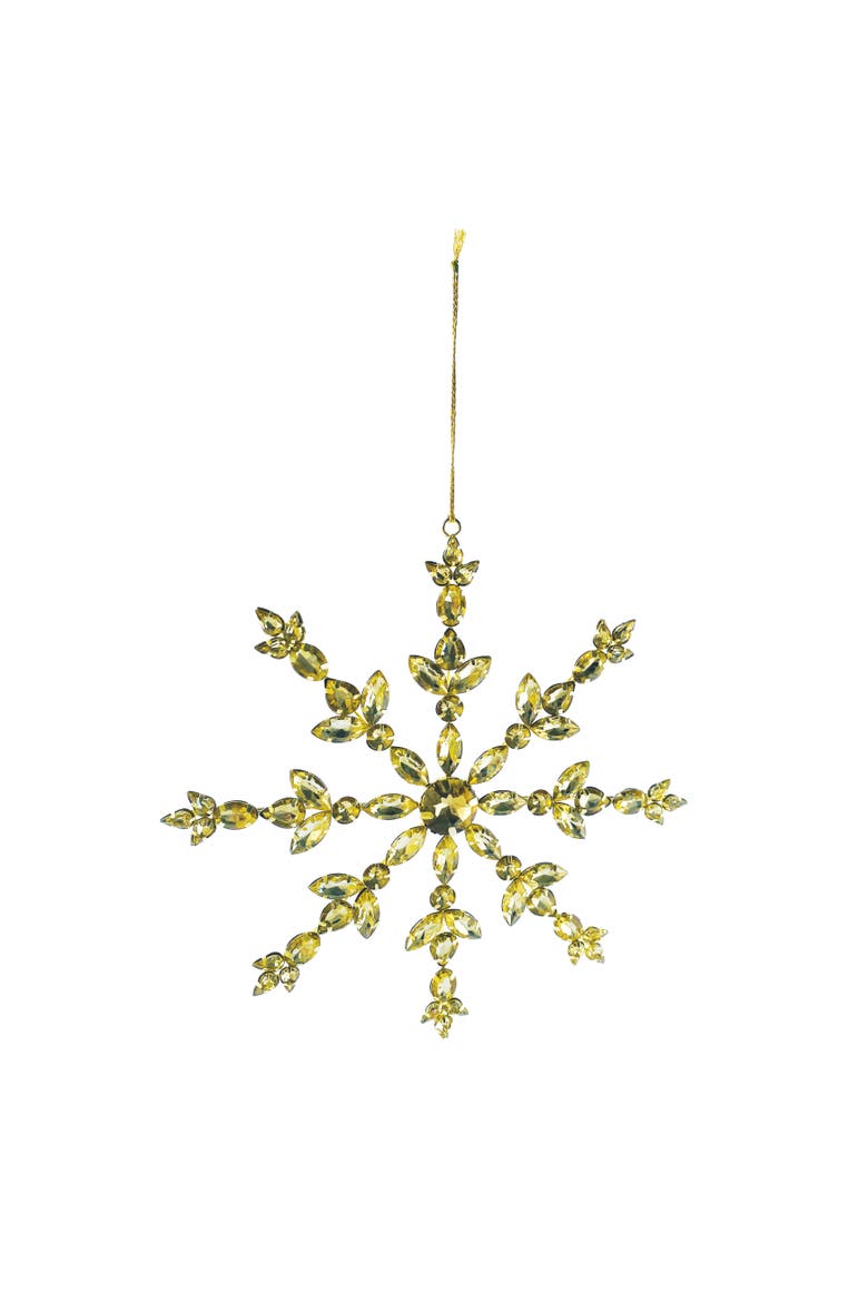 Acrylic Jewel & Metal Snowflake Ornament, Gold Finish, Main, color, Gold
