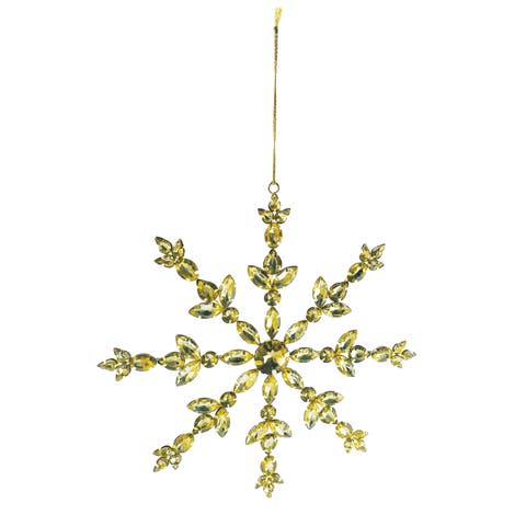 Acrylic Jewel & Metal Snowflake Ornament, Gold Finish