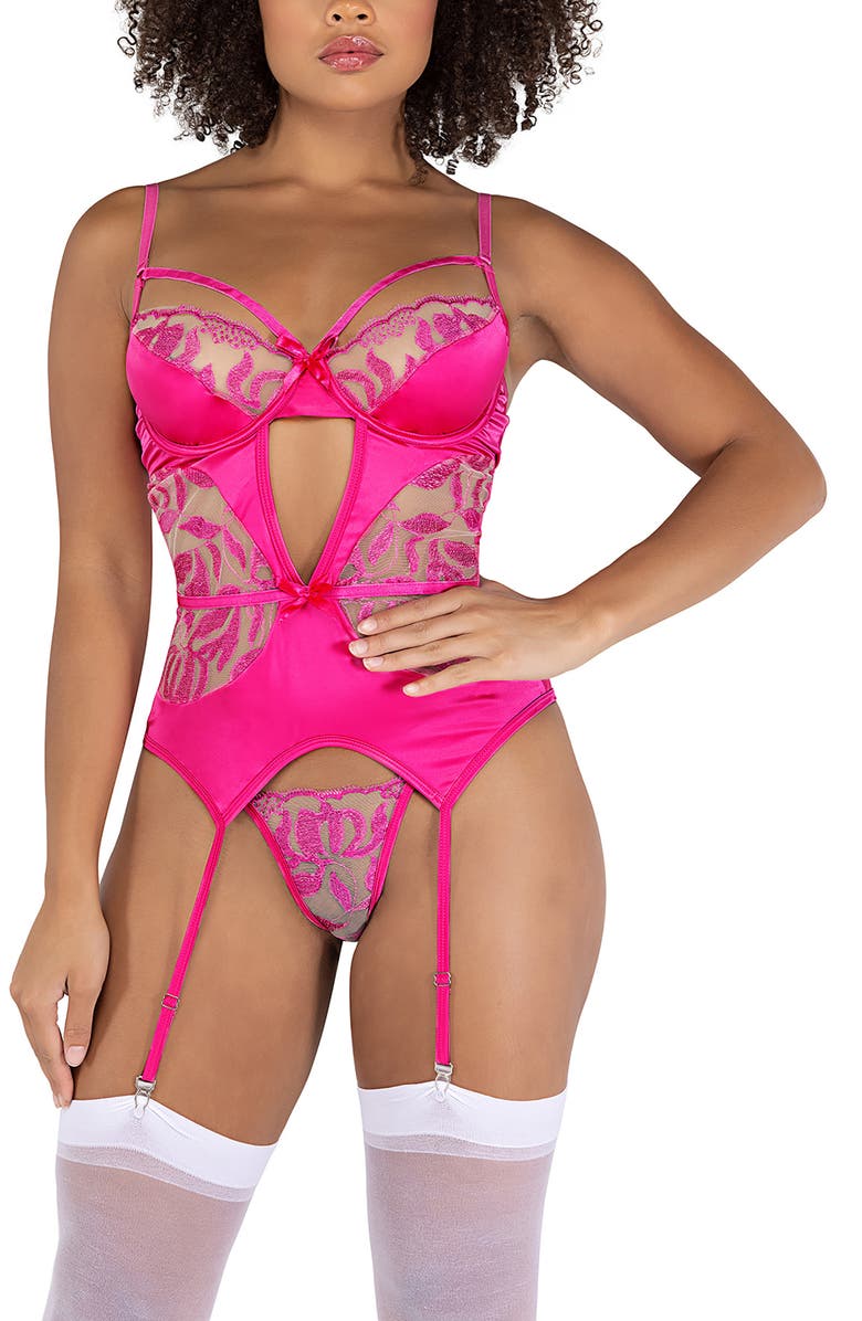 Roma Confidential Underwire Basque & Thong Set, Main, color, 
