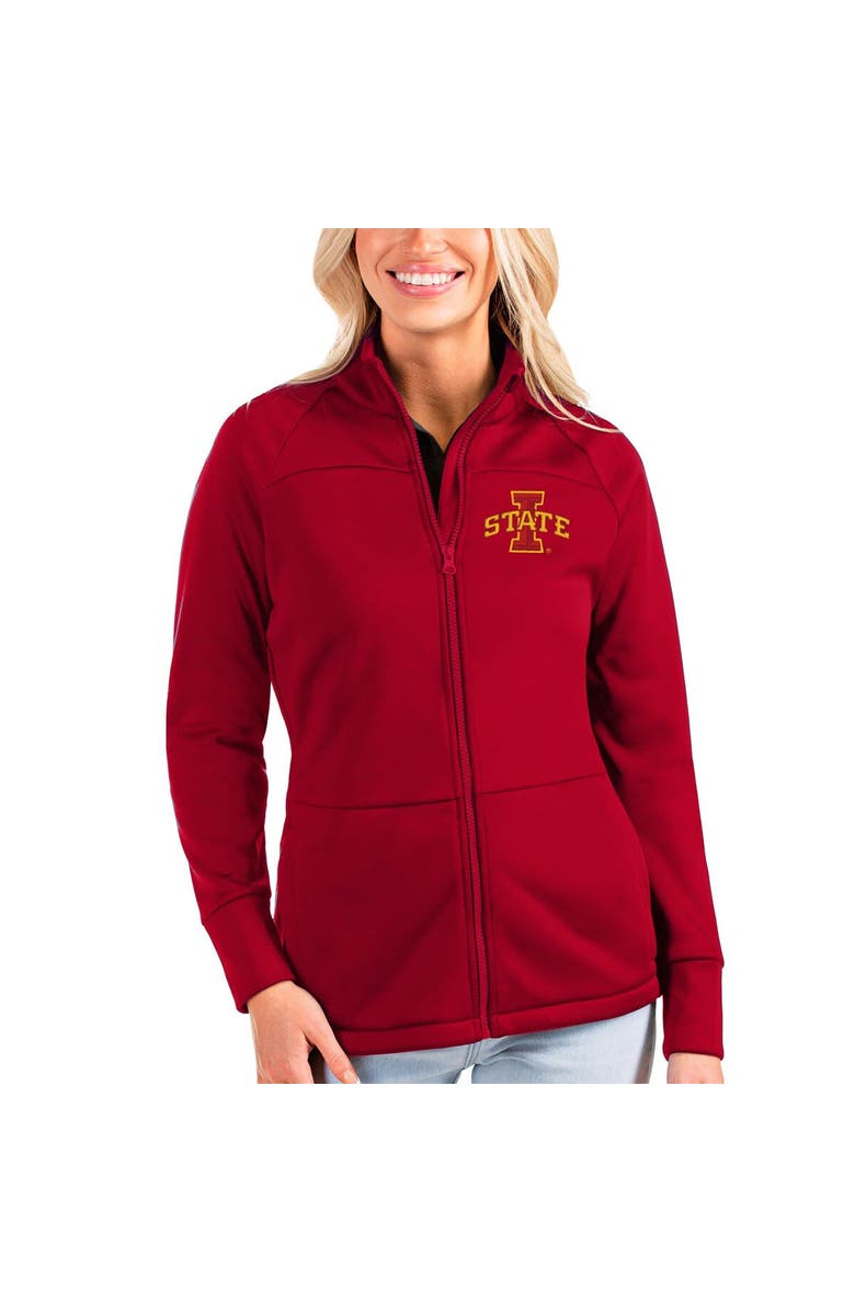 ANTIGUA Women's Antigua Cardinal Iowa State Cyclones Links Full-Zip Golf Jacket, Main, color,