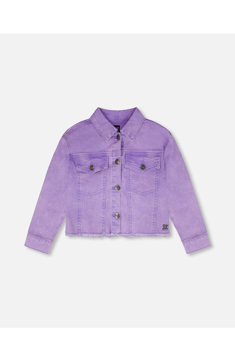 Deux par Deux Heart Embroidery Denim Jacket, Main, color, Mauve
