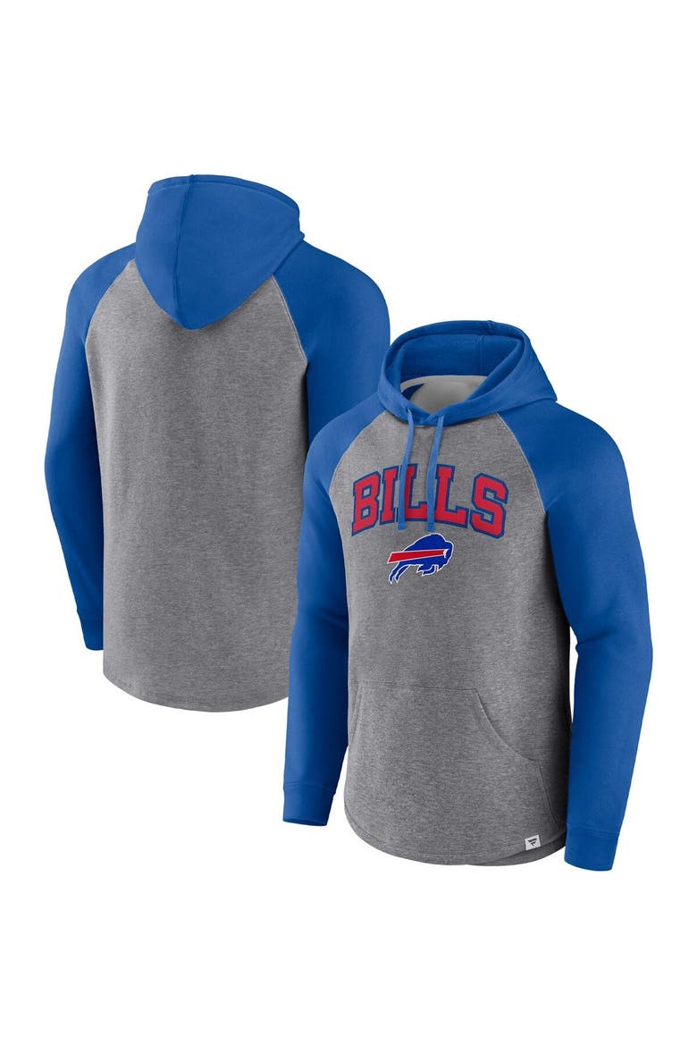 Men's Fanatics Branded Heathered Gray/Royal Buffalo Bills By Design Raglan Pullover Hoodie, Main, color, Heather Gray