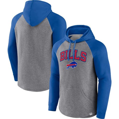 Men's Fanatics Branded Heathered Gray/Royal Buffalo Bills By Design Raglan Pullover Hoodie