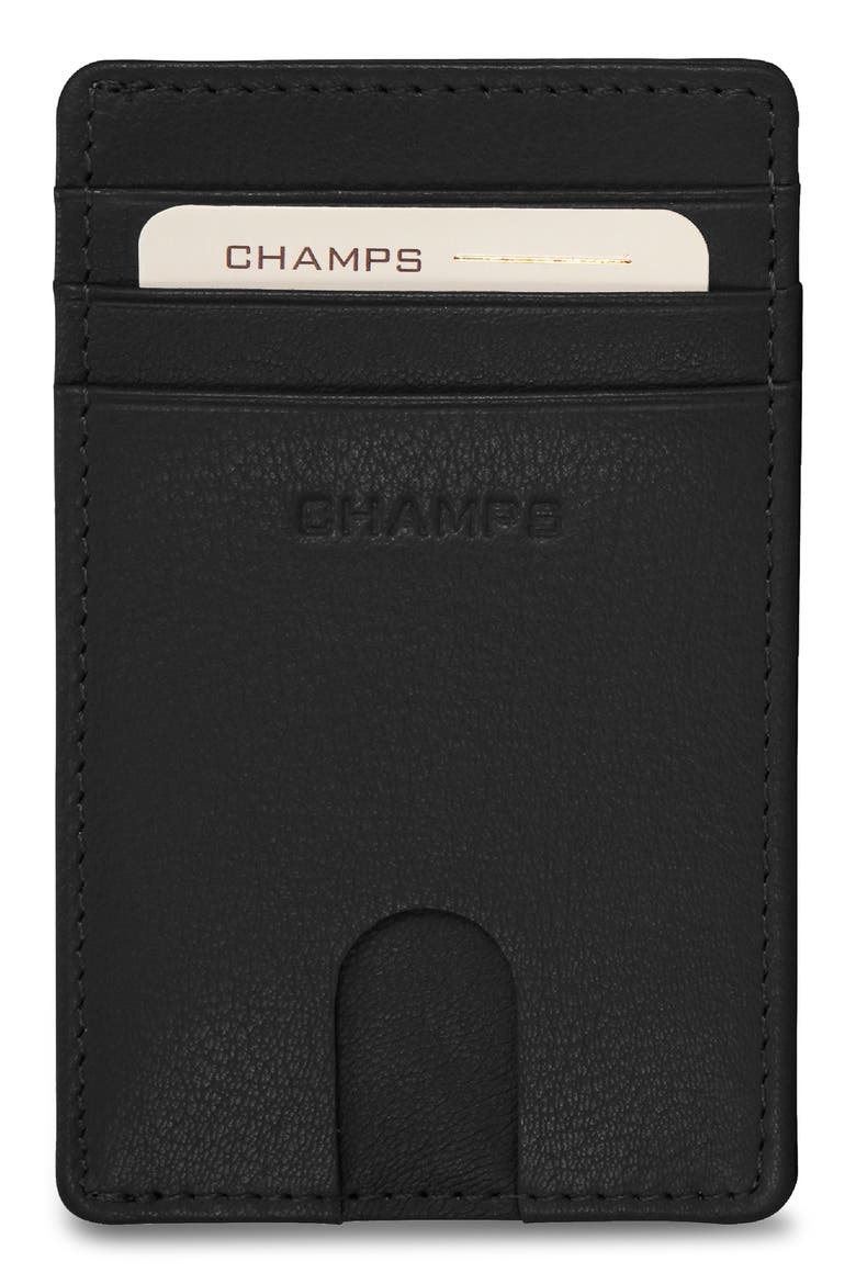 Leather Access RFID Card Case, Main, color, BLACK