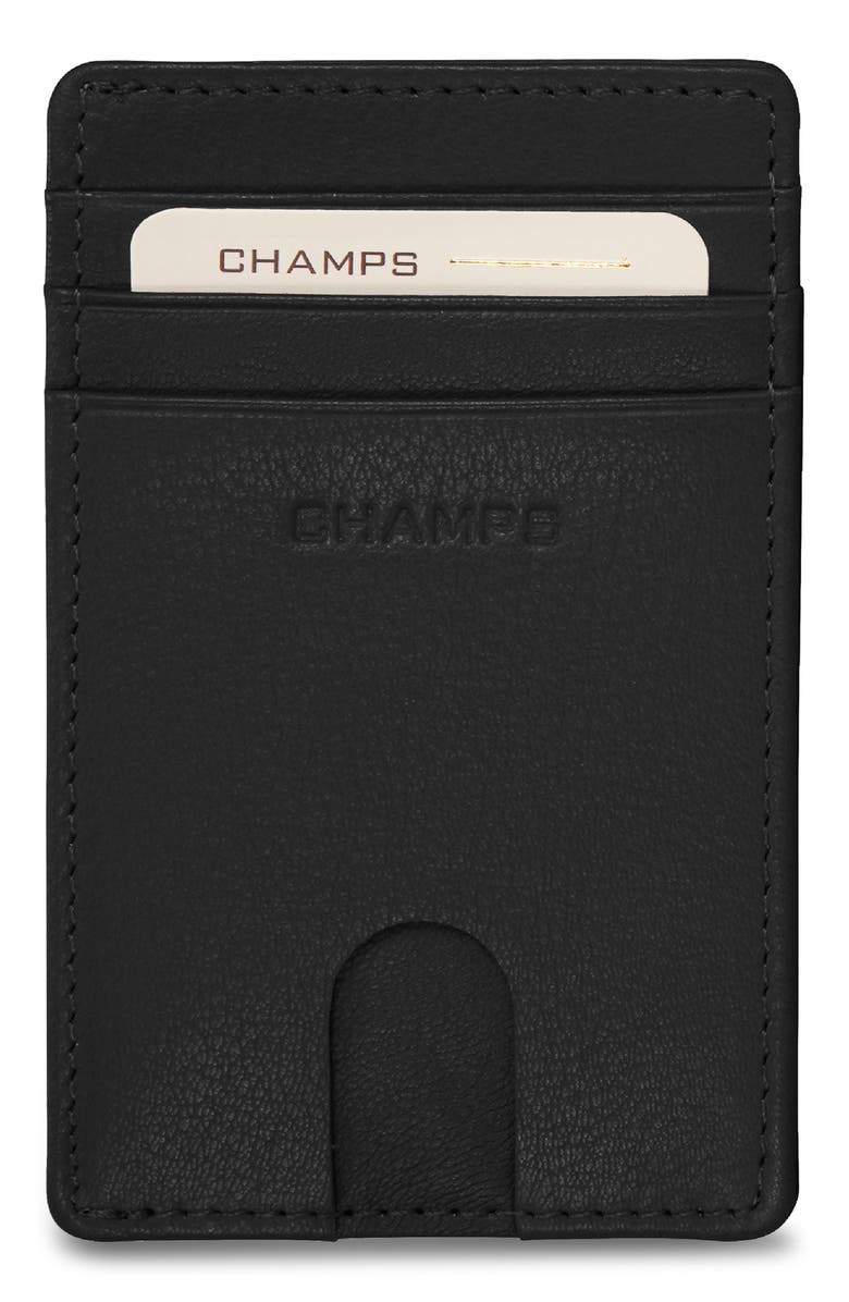 CHAMPS Leather Access RFID Card Case, Main, color, Black
