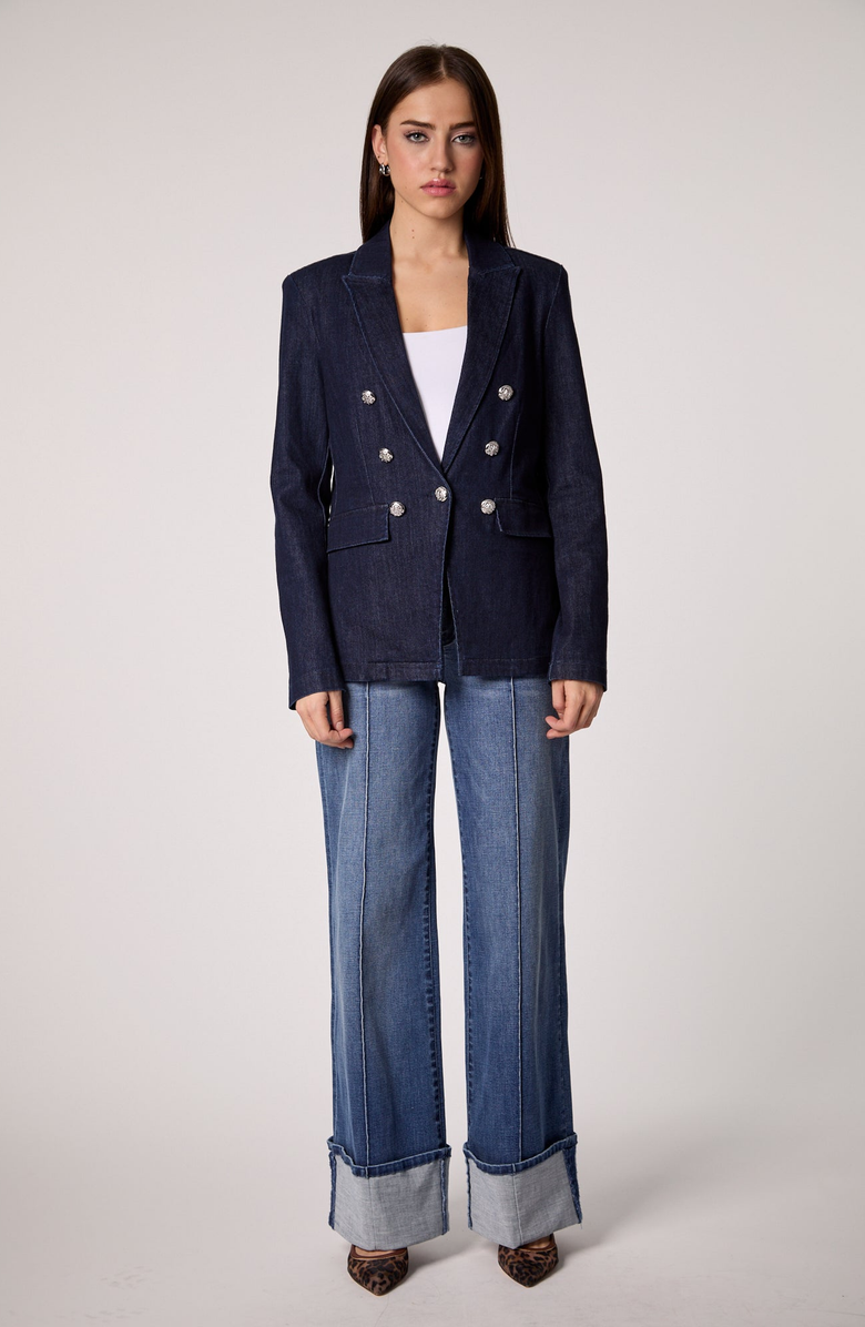 BLUE REVIVAL Hooded Helen Blazer, Alternate, color, Rinse / Grey