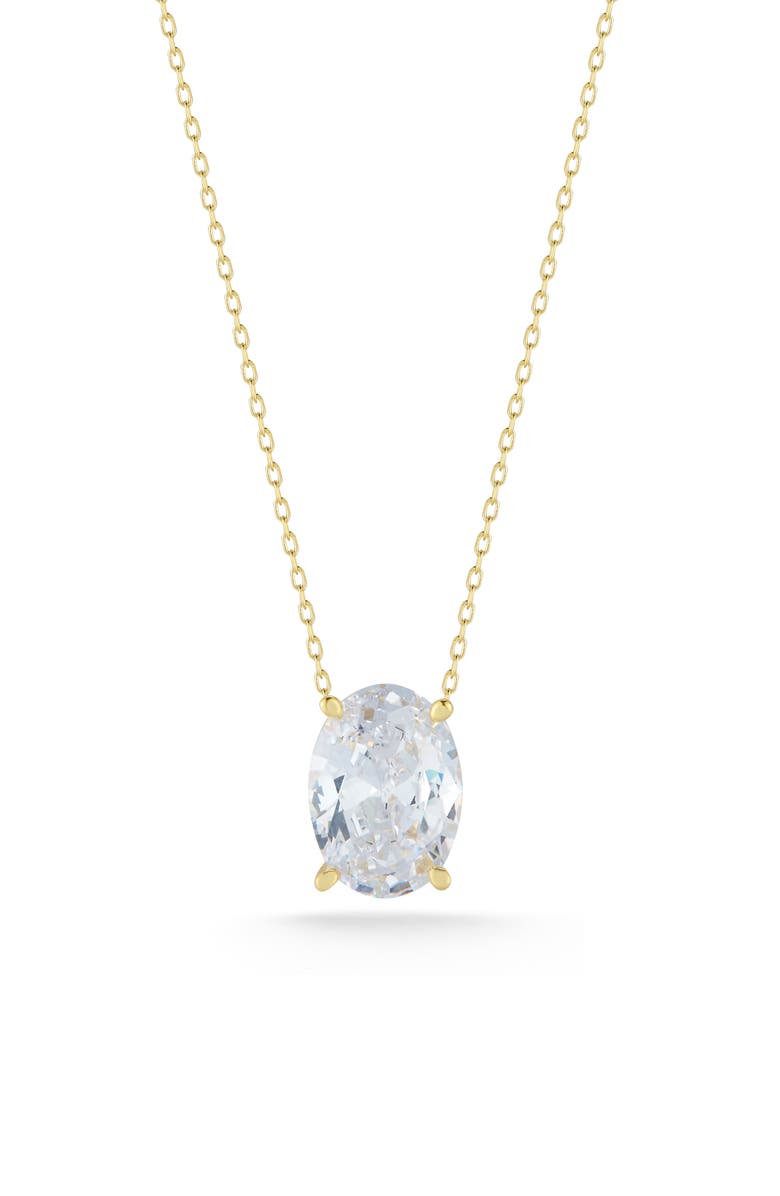 GLAZE JEWELRY 14K Yellow Gold Plated Sterling Silver Oval Cut CZ Pendant Necklace, Main, color, 