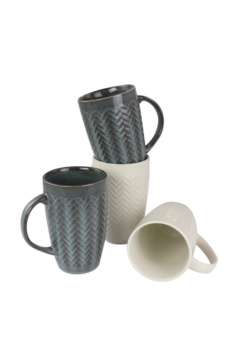 Gibson Home 22 oz Stoneware Mug set of 4, Main, color, White