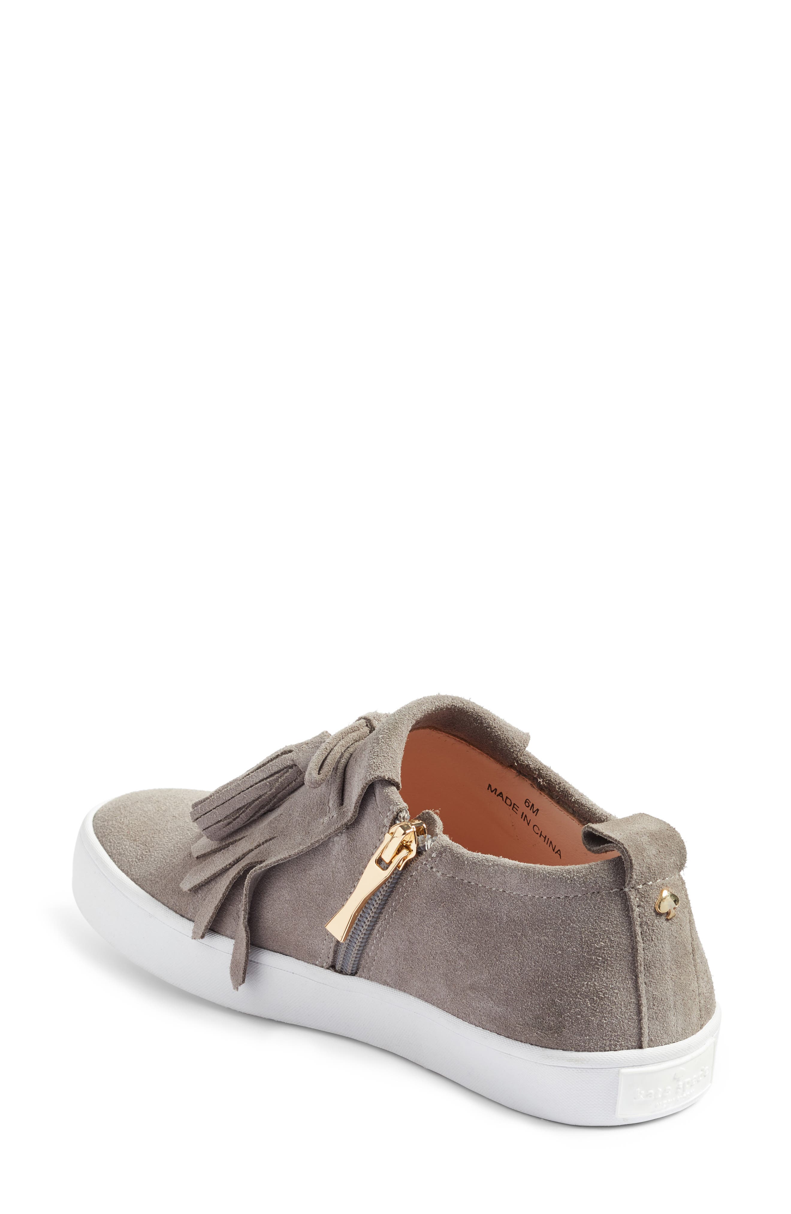 lenna tassel sneaker, Alternate, color, LIGHT GREY COW SUEDE