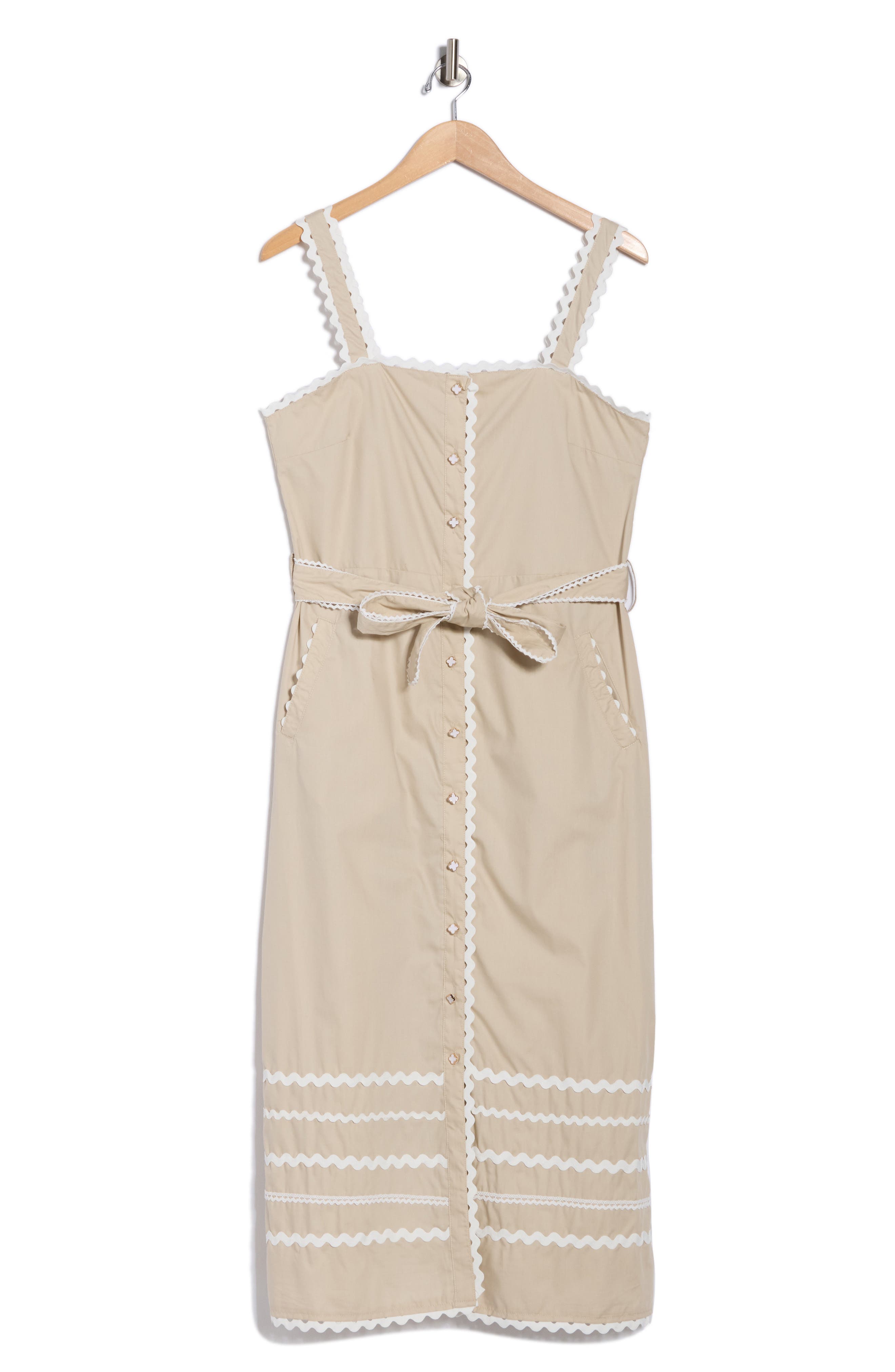 Ellen Tracy Cotton Poplin Rickrack Midi Dress