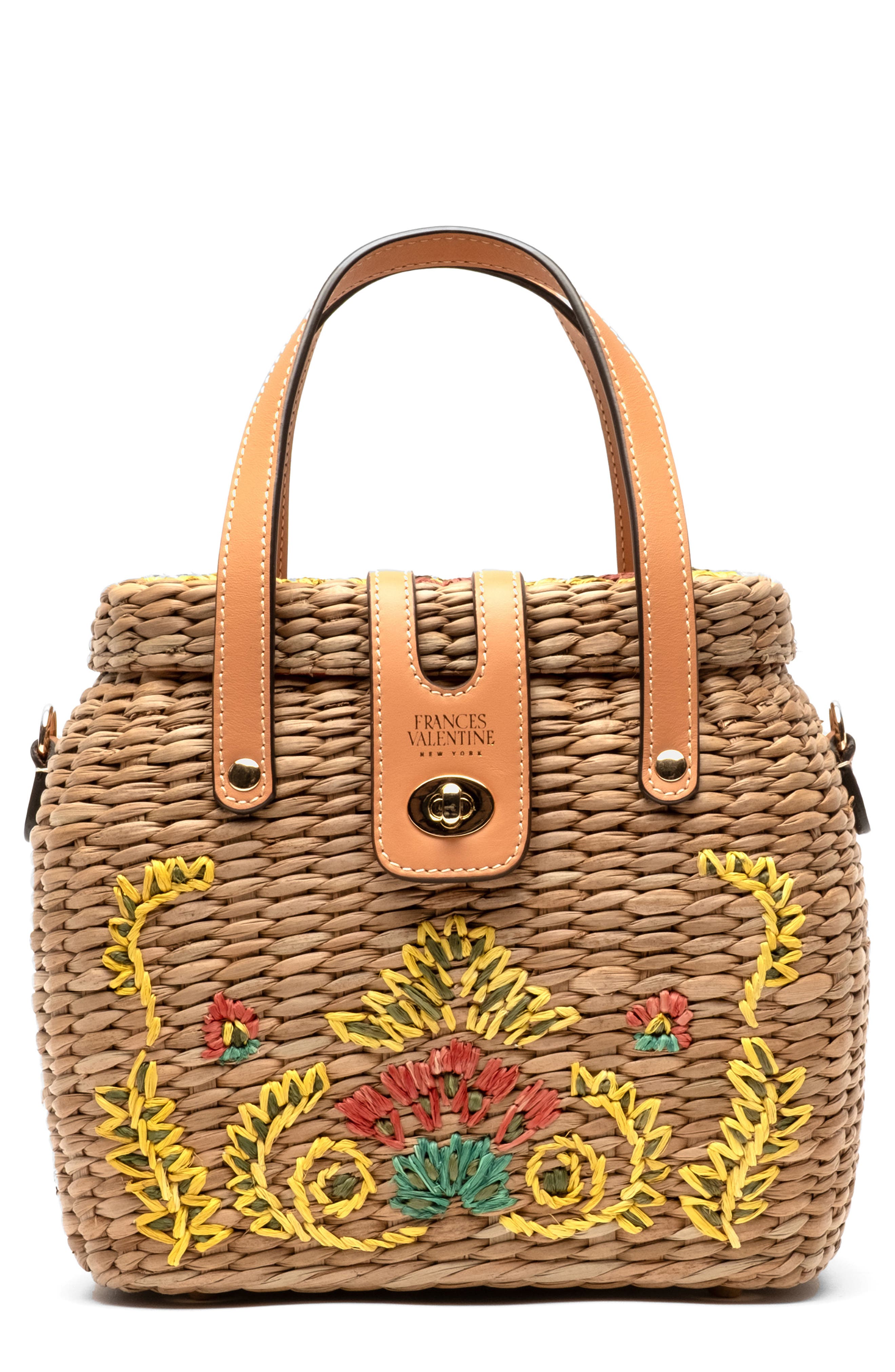 Frances Valentine Harriet Wicker Top Handle Bag, Main, color, Natural/ Multi