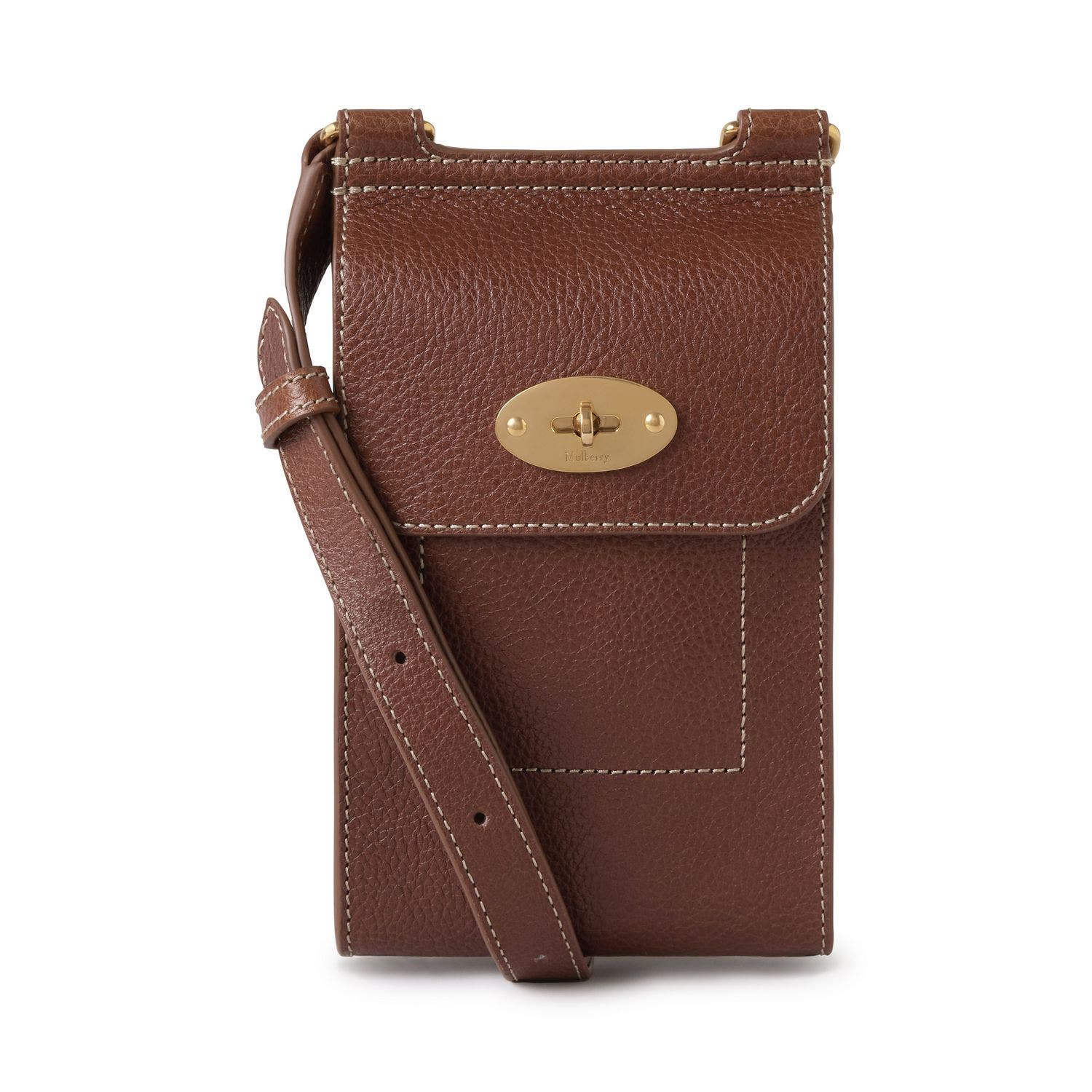 Mulberry Mini Antony Leather Pouch, Main, color, Oak