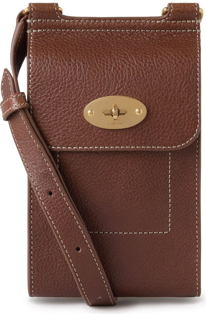 Mulberry Mini Antony Leather Pouch, Main, color, Oak