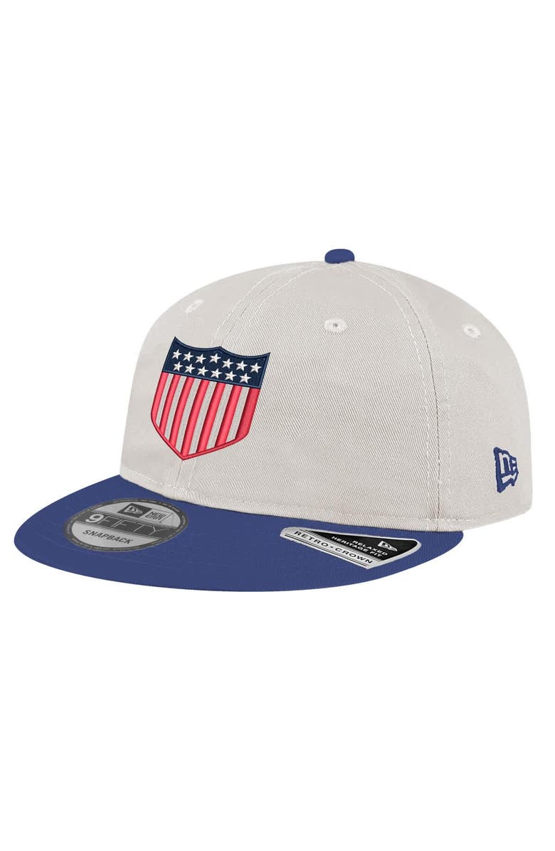 New Era Men's New Era White USMNT 1913 Retro-Crown 9FIFTY Adjustable Hat, Main, color, Khaki