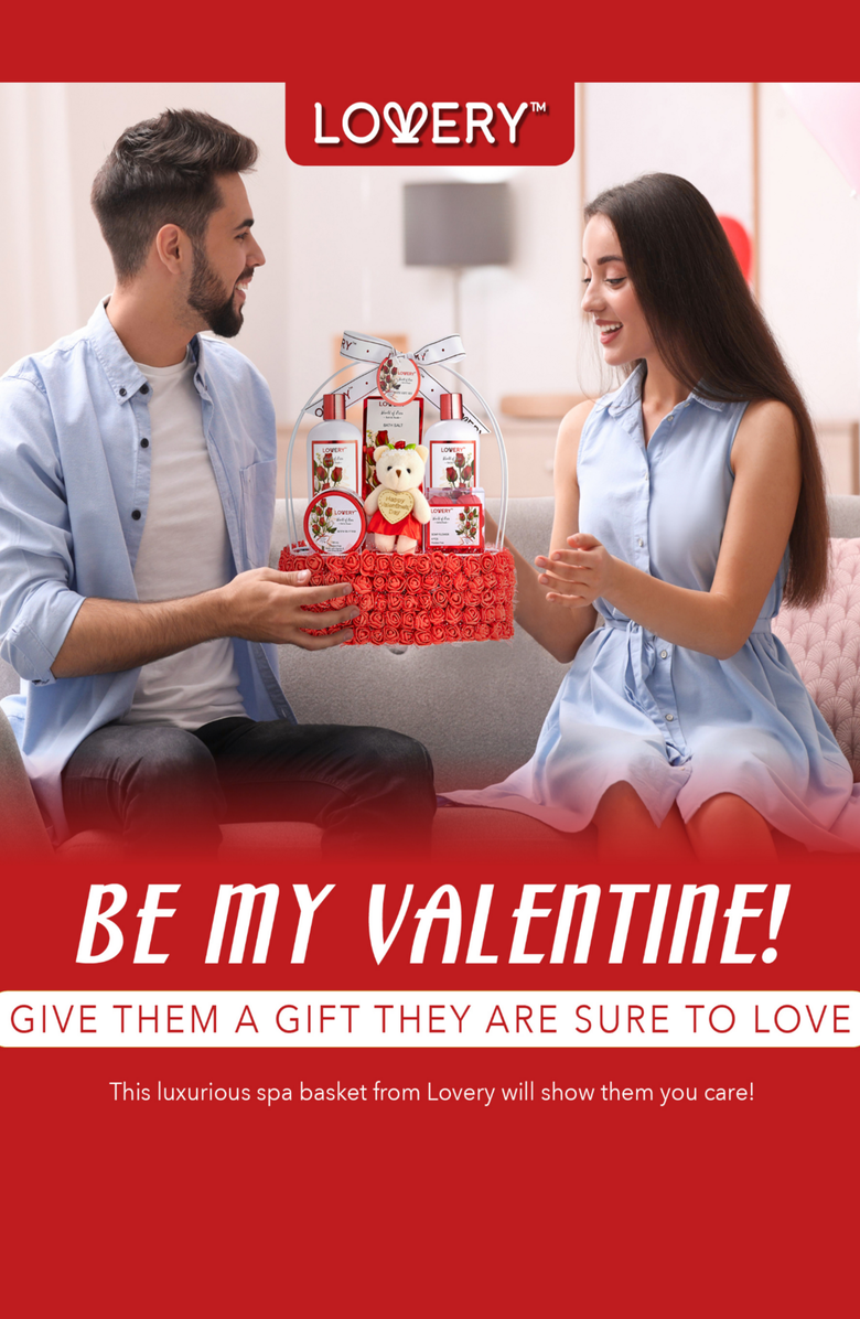 Lovery Valentine's Day Red Rose Home Bath Gift Set - 10Pc Relaxation Kit, Alternate, color, Red