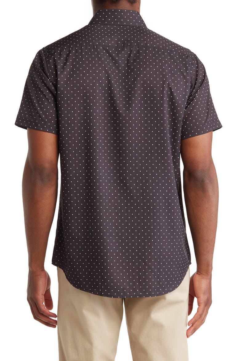 Slim Fit Performance Short Sleeve Button-Up Shirt, Alternate, color, BLACK