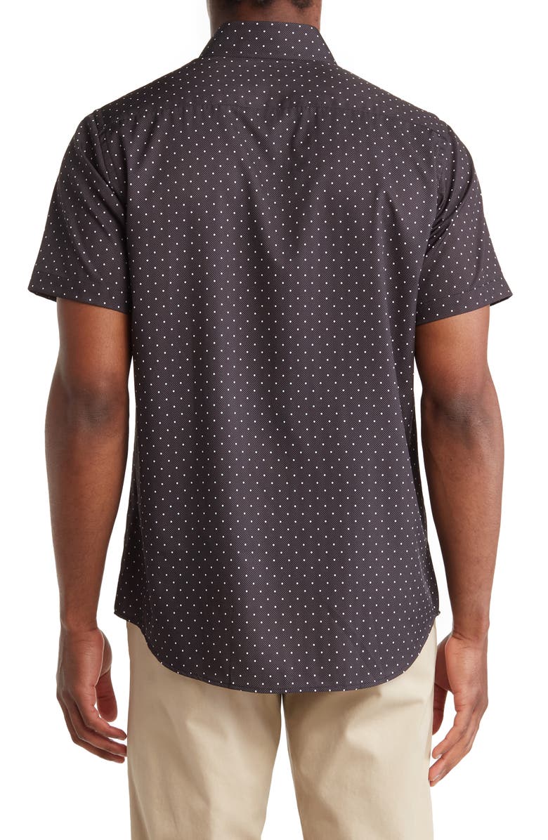 TOM BAINE Slim Fit Performance Short Sleeve Button-Up Shirt, Alternate, color, Black