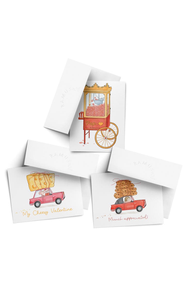 Ramus & Co Valentine's Day Friendship Greeting Card Pack Sets, 'My Cheesy Valentine Mice, Pop Hearts, Munch Appreciated', Main, color, Multi-Pack
