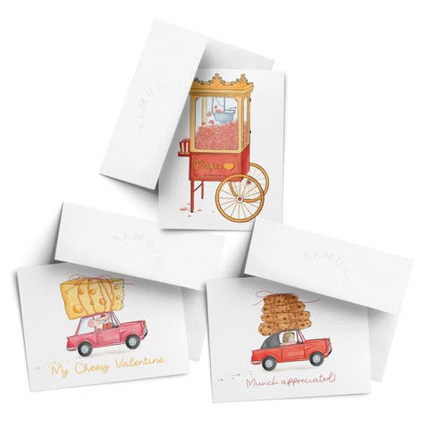 Valentine's Day Friendship Greeting Card Pack Sets, 'My Cheesy Valentine Mice, Pop Hearts, Munch Appreciated' (3 ct, Assorted)
