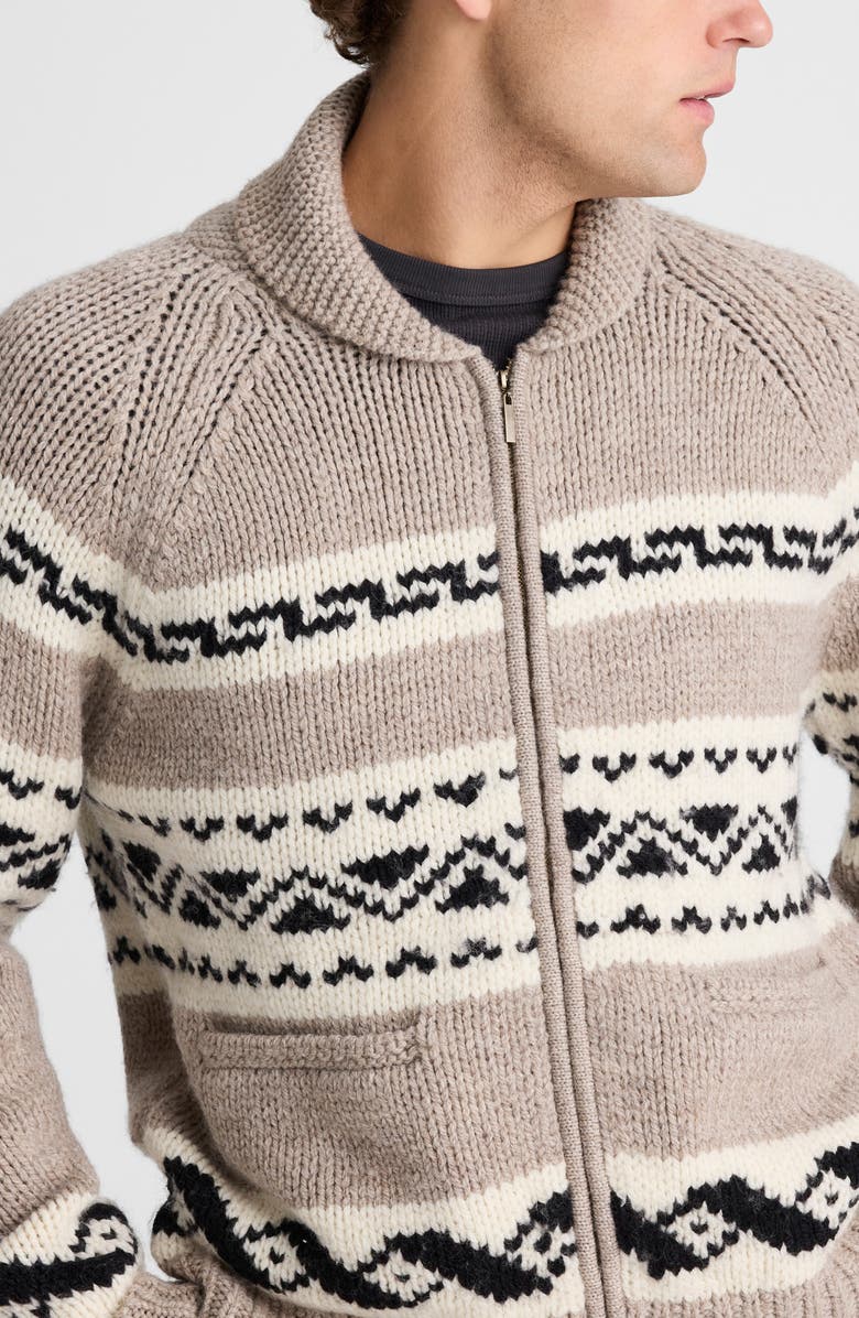 Madewell Fair Isle Zip Up Wool Cardigan, Alternate, color, Stone