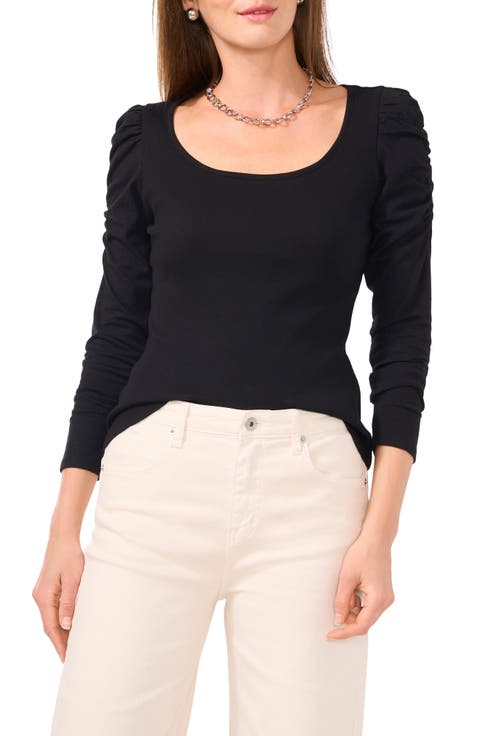 Scoop Neck Puff Sleeve Top
