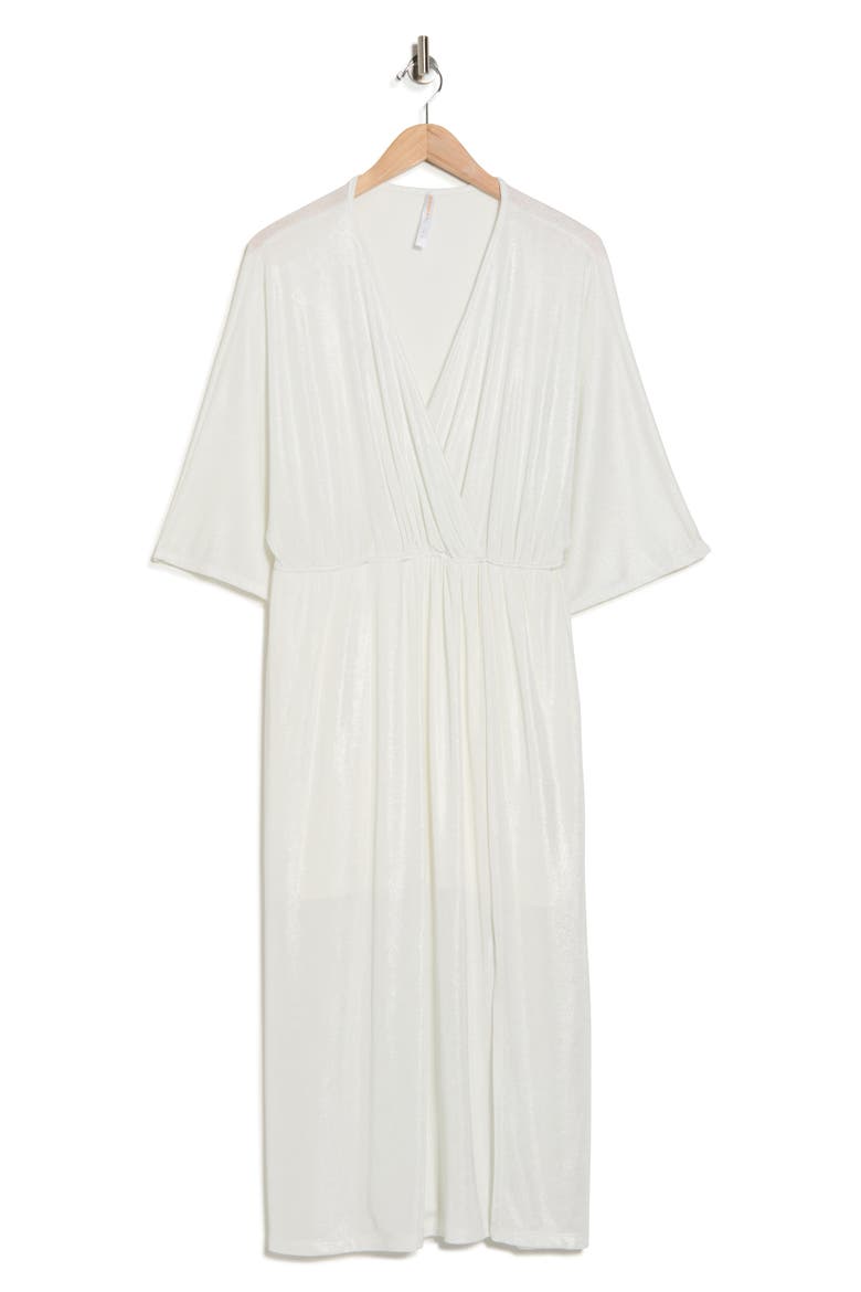 Metallic Dolman Sleeve Midi Dress, Alternate, color, IVORY