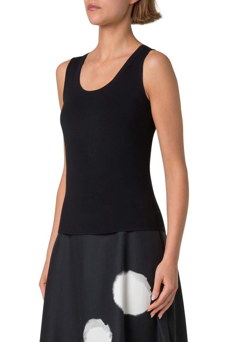 Scoop Neck Silk Rib Sweater Tank, Alternate, color, BLACK
