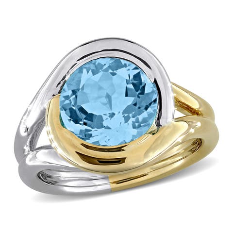 Blue Topaz Ring Two-Tone Sterling Silver