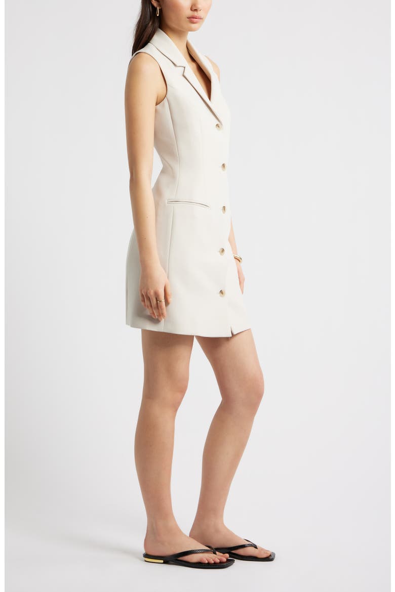 Icon Twill Sleeveless Blazer Dress, Alternate, color, BEIGE PUMICE