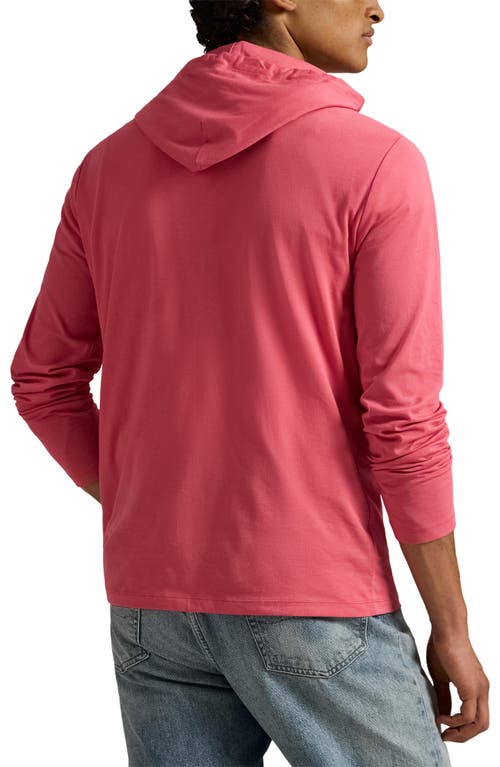 Polo Ralph Lauren Long Sleeve Cotton Jersey Hooded T-shirt In Pink