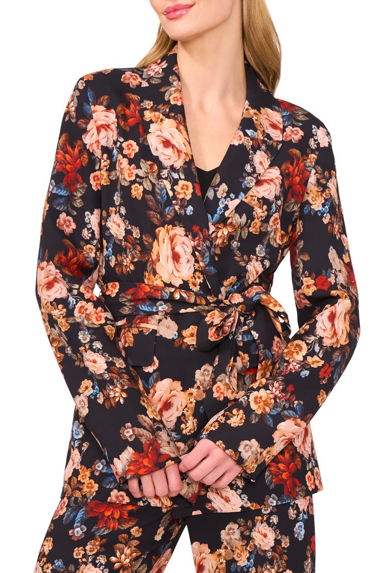 Floral Blazer, Main, color, RICH BLACK