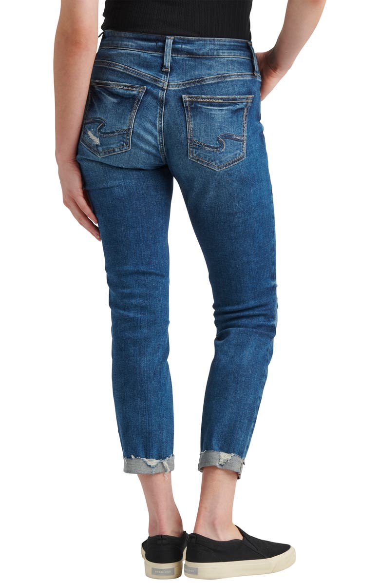 Silver Jeans Co. Ripped Exposed Button Slim Boyfriend Jeans, Alternate, color, 