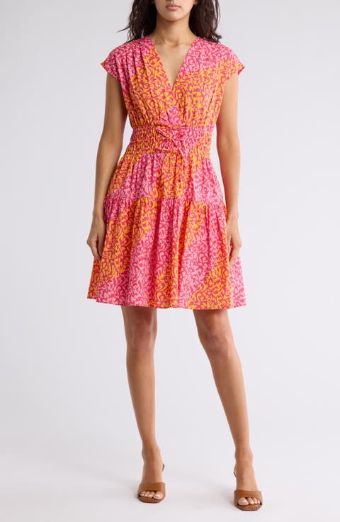 Tora Floral Print Shirred Dress