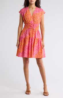 Derek Lam 10 Crosby Tora Floral Print Shirred Dress