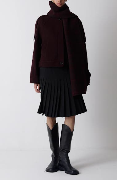 Burberry Oldbrook Detachable Check Scarf Wool Jacket | Nordstrom