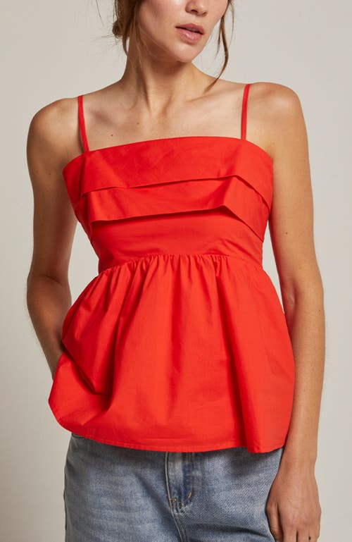 Crescent Pleated Babydoll Camisole Top In Red