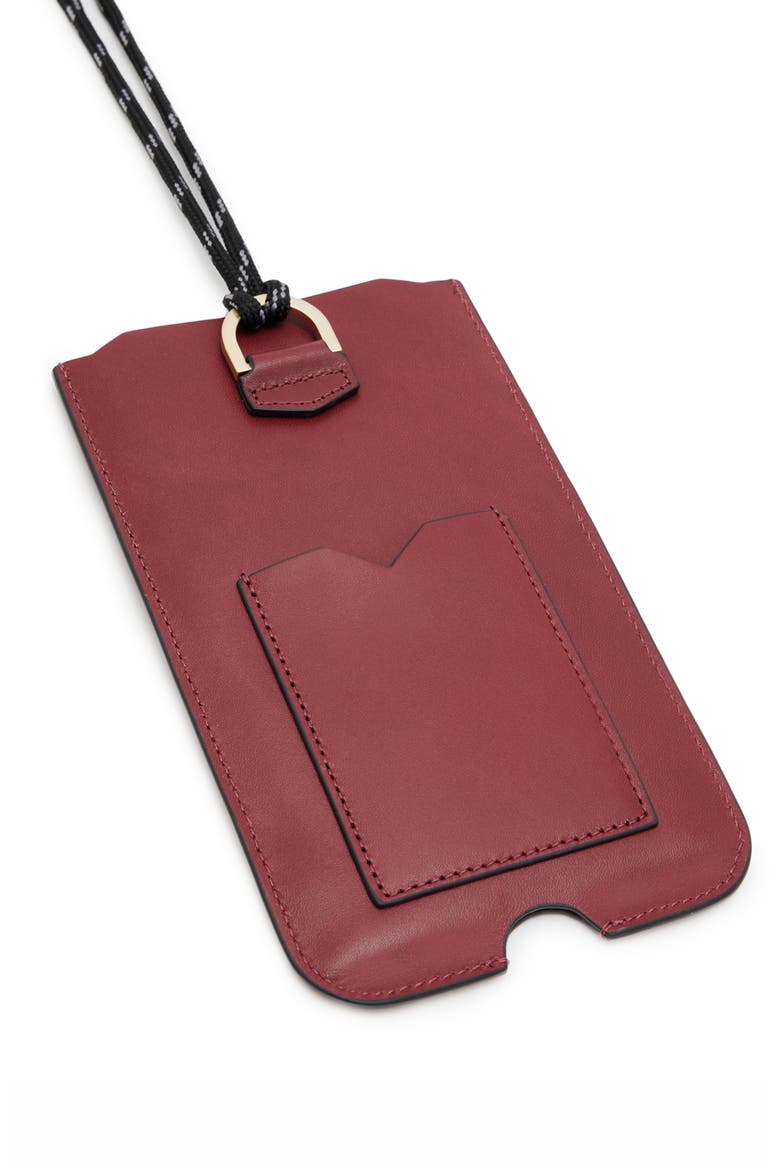 Cybelle Leather Phone Holder on a Lanyard, Alternate, color, RED