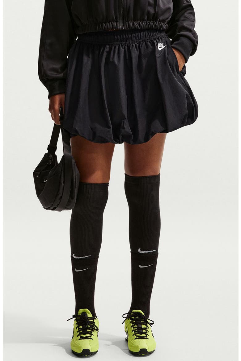 Water Repellent Bubble Miniskirt, Main, color, BLACK/ CHALK