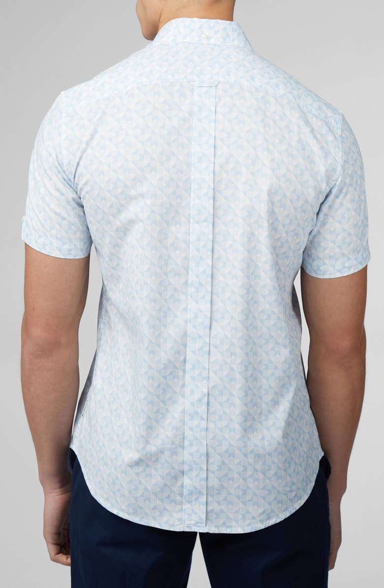Ben Sherman Optic Geo Print Short Sleeve Button-Down Shirt, Alternate, color, 