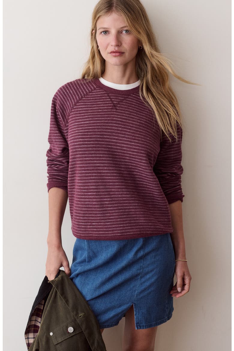 Striped Heathered Raglan T-Shirt, Alternate, color, CABERNET