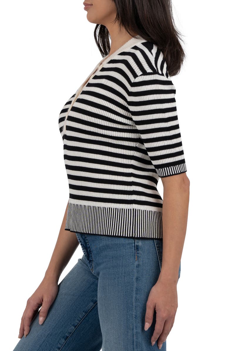KUT from the Kloth Alora Stripe Short Sleeve Henley Sweater, Alternate, color,