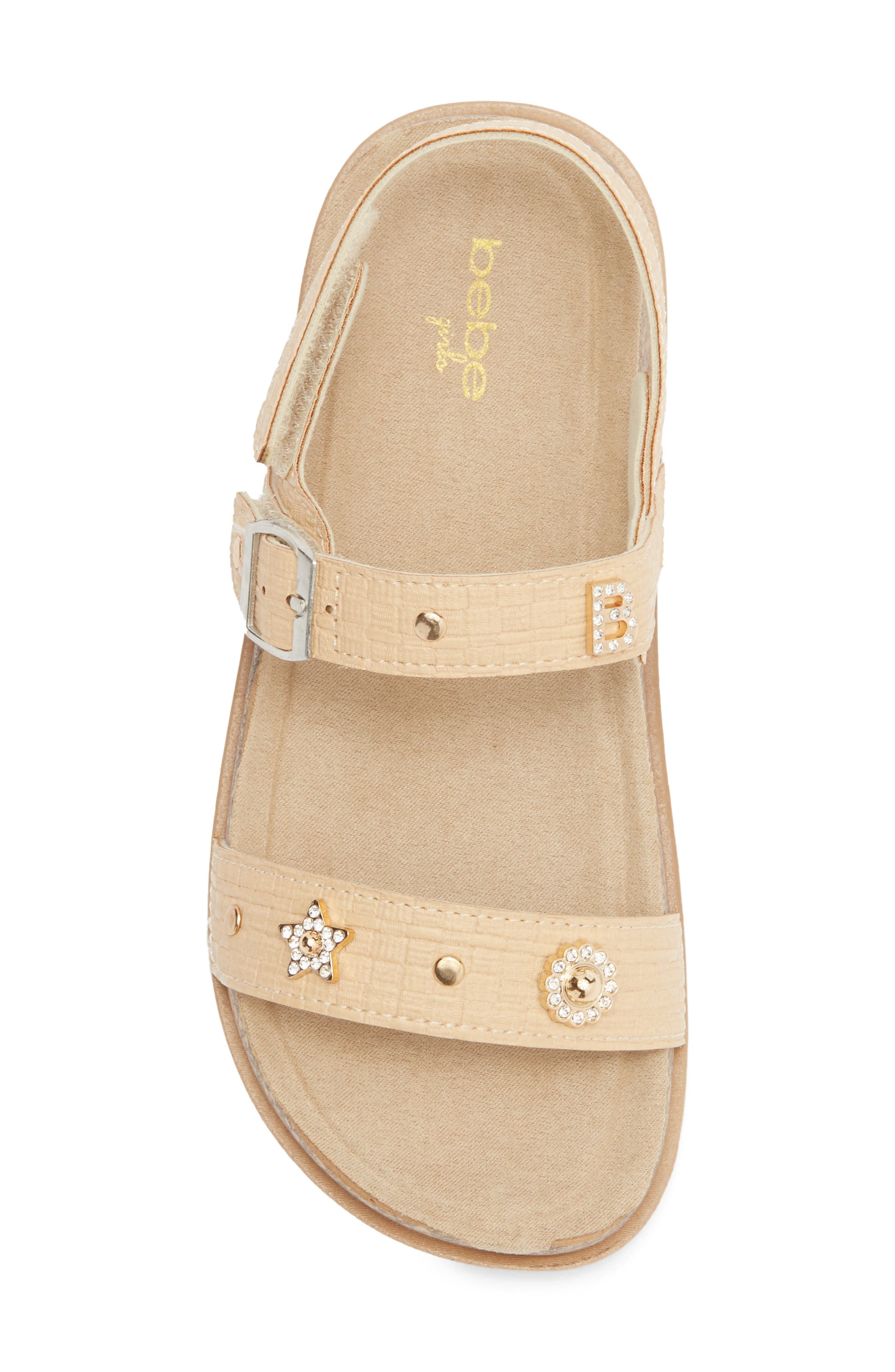 bebe Kids' GIRLS FOOTBED SANDAL WITH CHA, Alternate, color, Tan