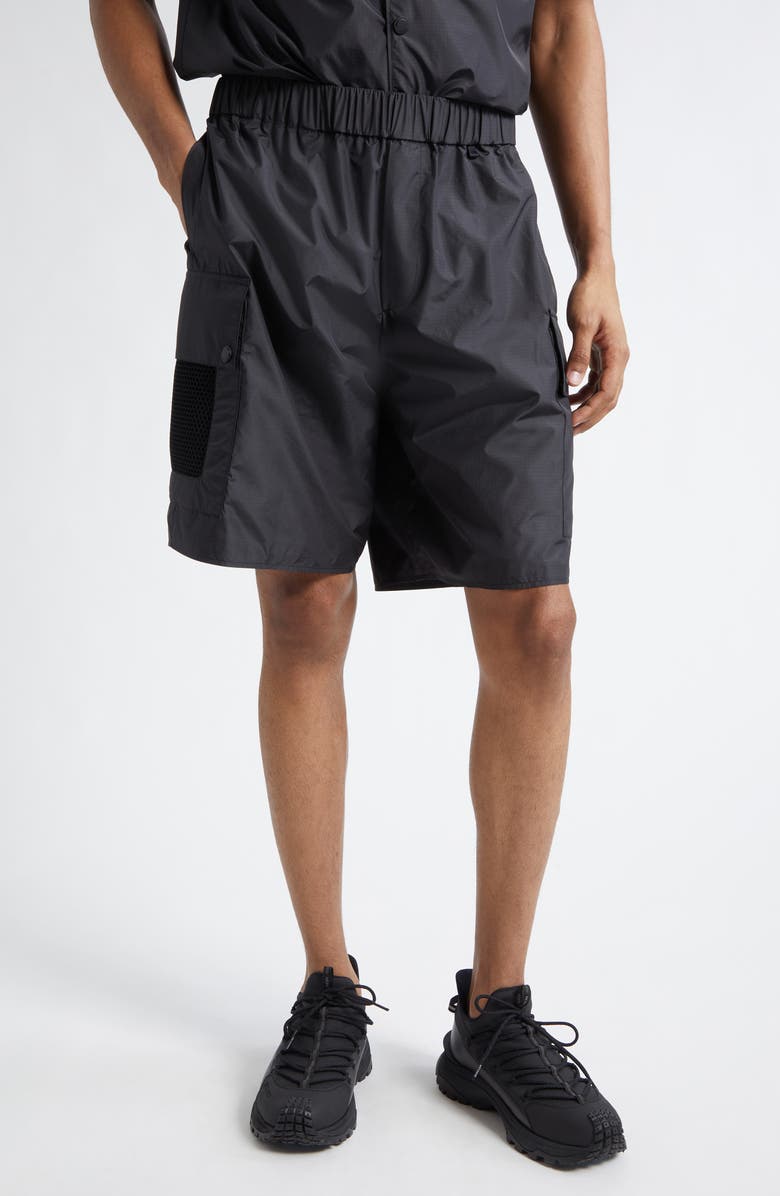 Moncler Ripstop Cargo Shorts, Main, color, Black