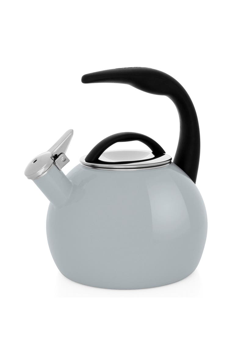 2-Quart Enamel-on-Steel Anniversary Teakettle, Main, color, Fog Gray