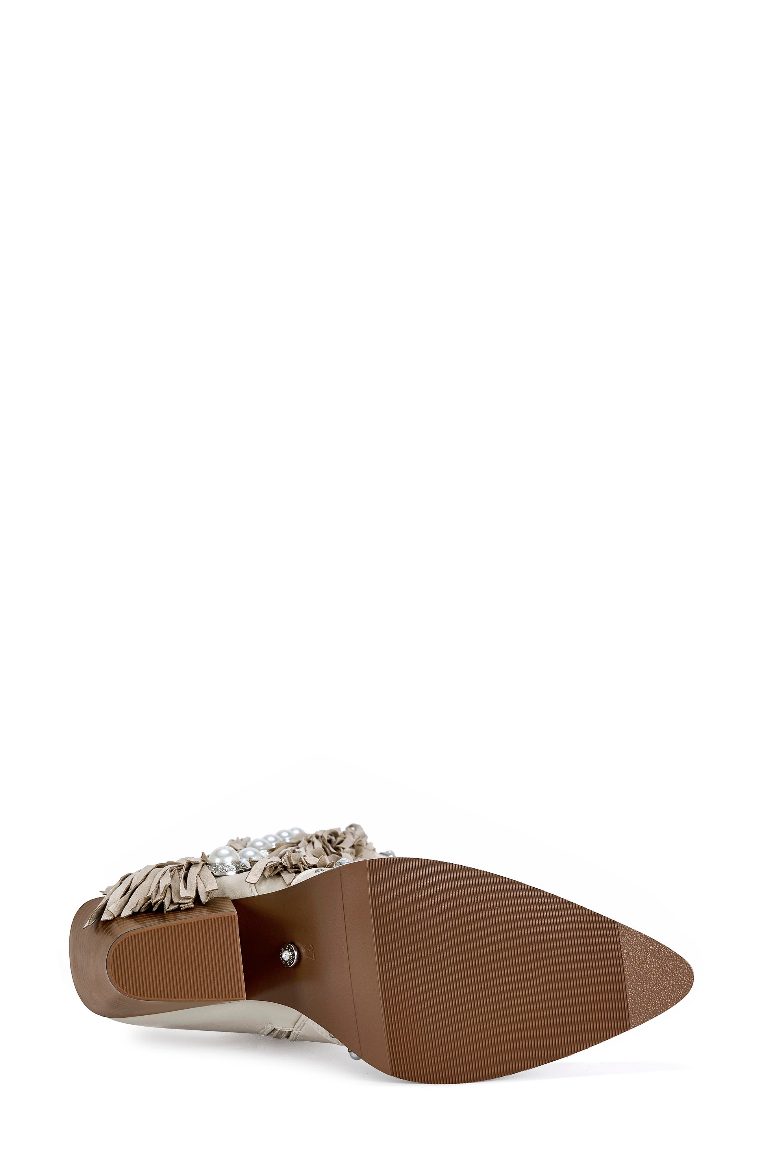 AZALEA WANG Pelagius Fringe Western Boot, Alternate, color, Cream